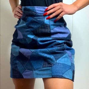 Denim patch skirt